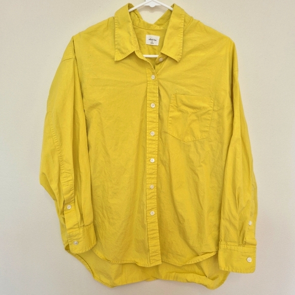 Wilfred Free Oversized Yellow Organic Cotton Button-Up Shirt – Size XS - Picture 1 of 4